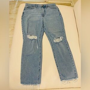 Women’s Madewell Jean Light Wash Distressed Raw Hem Perfect Vintage Jean Size 31